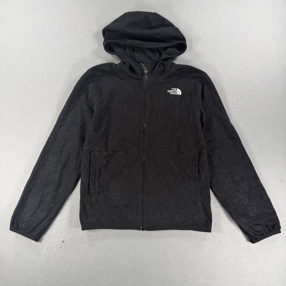 The North Face Boys Teen Large 12 Black Full Zip Fleece Hoodie Jacket